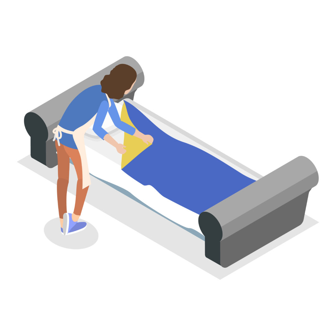 imagen de persona cubriendo colchon