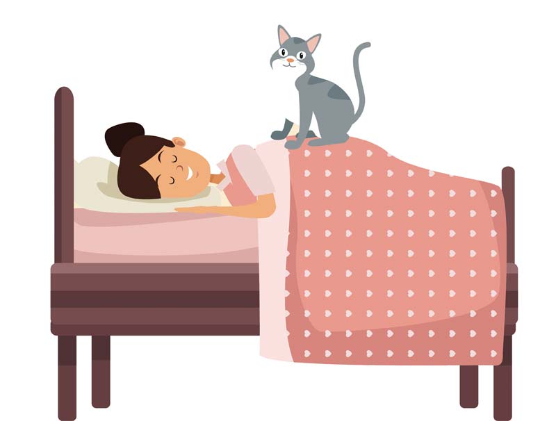 imagen de chica durmiendo con gato