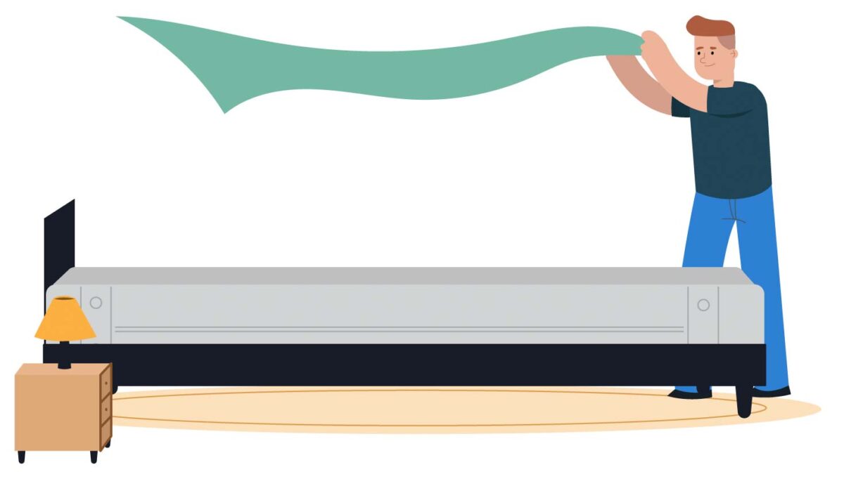 imagen de hombre haciendo la cama